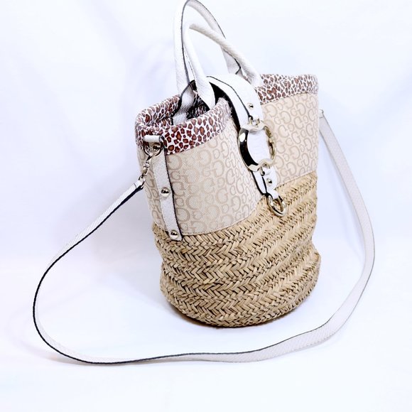 GUESS Handbag Straw & Animal Print - Picture 3 of 4